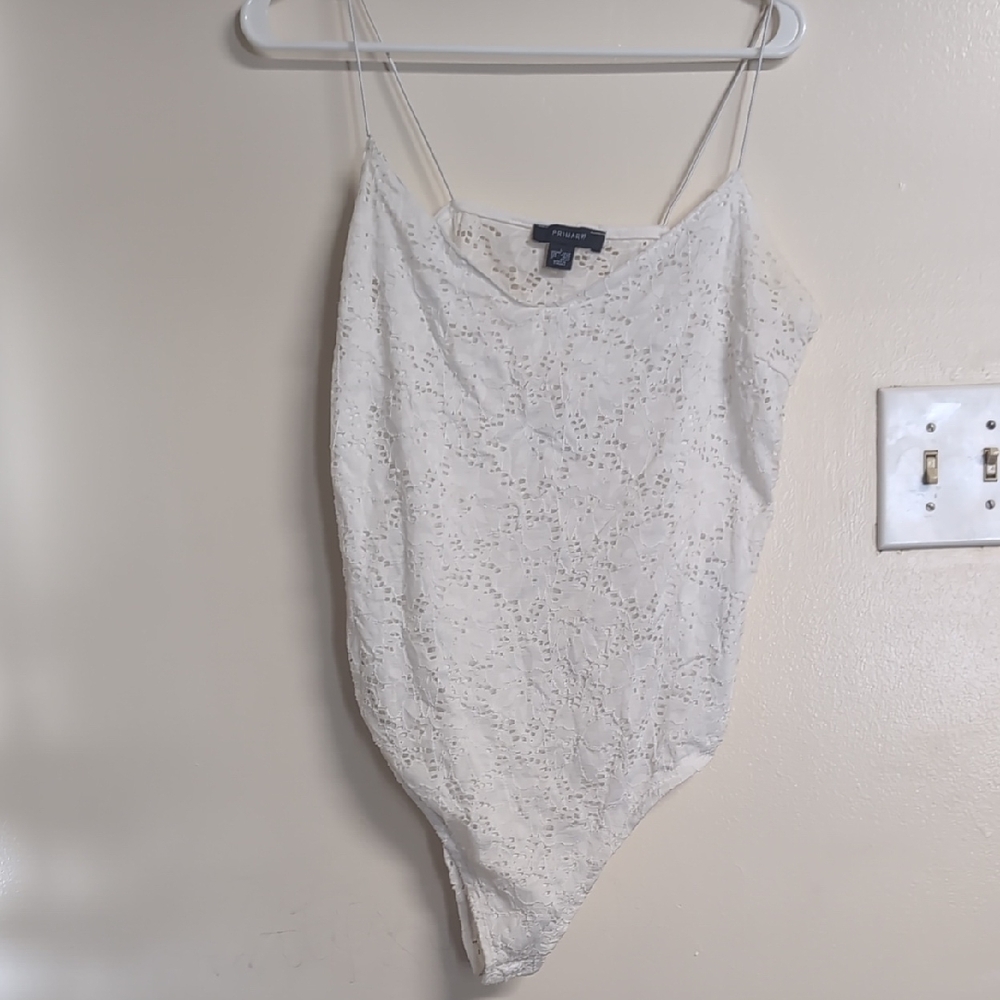 Primark White Asymmetrical Fitted Bodysuit